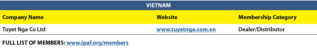 VIETNAM,Company Name,Website,Membership Category,Tuyet Nga Co Ltd,www.tuyetnga.com.vn,Dealer/Distributor,FULL LIST OF...