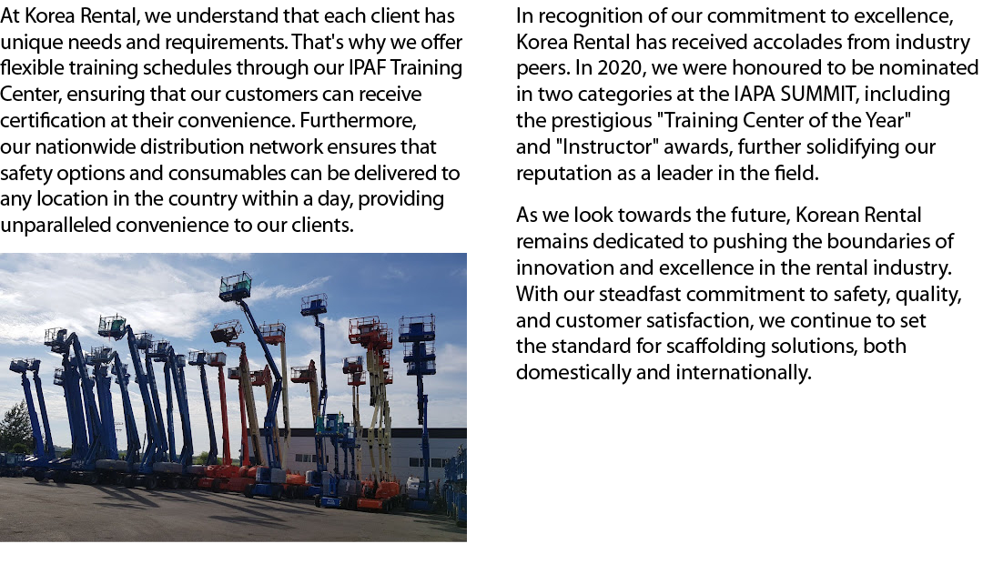 At Korea Rental, we understand that each client has unique needs and requirements. That's why we offer flexible train...