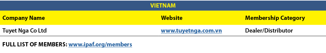 VIETNAM,Company Name,Website,Membership Category,Tuyet Nga Co Ltd,www.tuyetnga.com.vn,Dealer/Distributor,FULL LIST OF...