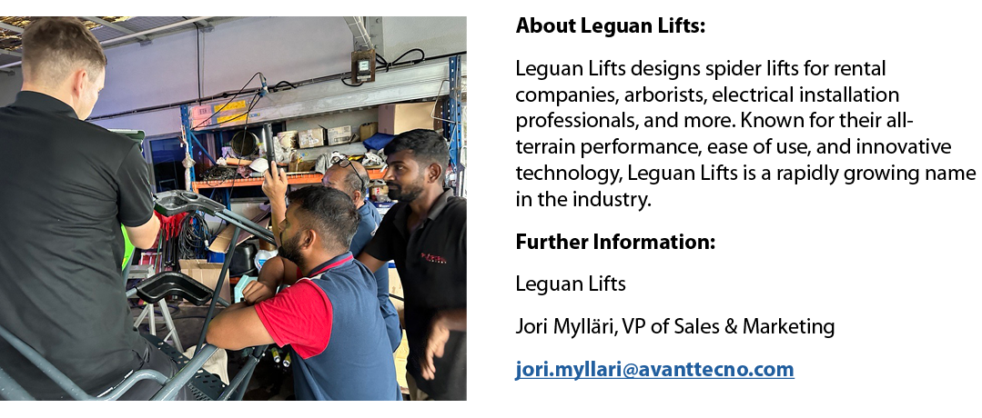 ￼ About Leguan Lifts: Leguan Lifts designs spider lifts for rental companies, arborists, electrical installation prof...